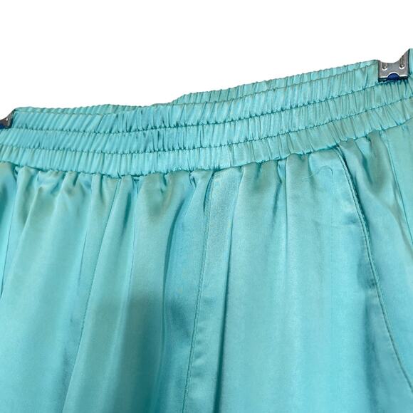 Forever 21 Satin Cargo Pants Womens M Mint Green Blue Utility Wide Leg Hipster - Picture 4 of 13
